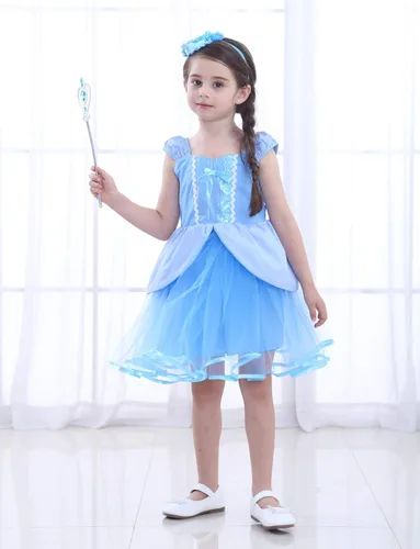 Vista 2 de Plustrong Disfraz de princesa de Cenicienta para niñas, vestido de cumpleaños, fiesta de Halloween
