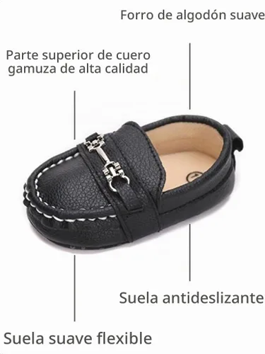 Vista 3 de LONSOEN - Zapatos de cuna para aprender a caminar, de vestir, para niños y niñas 209 Negro