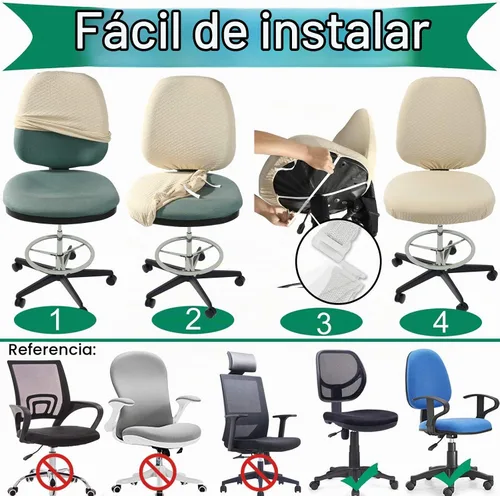 Vista 6 de BUYUE Funda para Silla de Oficina de Trabajo, Terciopelo Súper Suave Elástico Lavable para Silla de Escritorio de Computadora sin Brazos Funda Negro