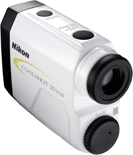 Vista 5 de Nikon Coolshot 20i GII - Telémetro de pendiente láser de golf, versión estándar blanco con borde amarillo, talla M