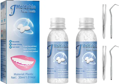 Vista 8 de Kit de reparación dental, perlas para reparación de dentaduras, pinzas, mondadientes, herramientas dentales para fijar, rellenar, dientes faltantes