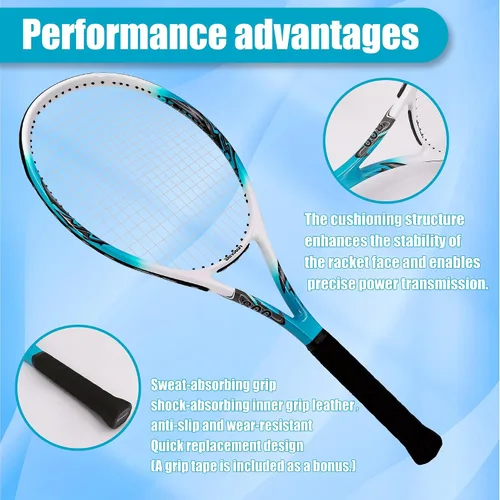 Vista 4 de Senston 27" Adult Tennis Racket, Durable Lightweight Vibration Dampening Anti-sweat ergonomic grip, aerospace aluminum frame, big sweet spot