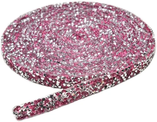 Vista 10 de Cinta de diamantes de imitación AB de 5 yardas, cinta brillante para planchar con diamantes de imitación para planchar, rollo de malla de resina