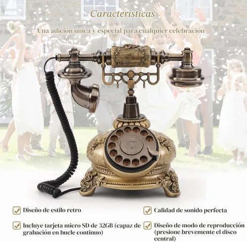 Vista 3 de Teléfono de audio para libro de visitas, capacidad de 32 G, libro de visitas, teléfono de boda, grabación de audio retro, mensaje de voz