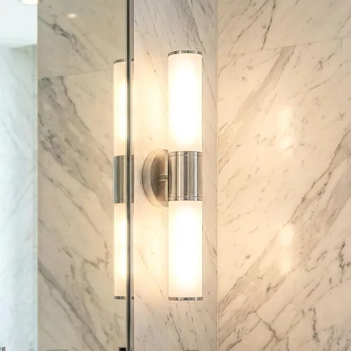Vista 7 de Lámpara de pared de 2 luces para tocador de baño, aplique de pared de níquel cepillado con vidrio blanco ópalo, lámpara de pared interior E26, luz