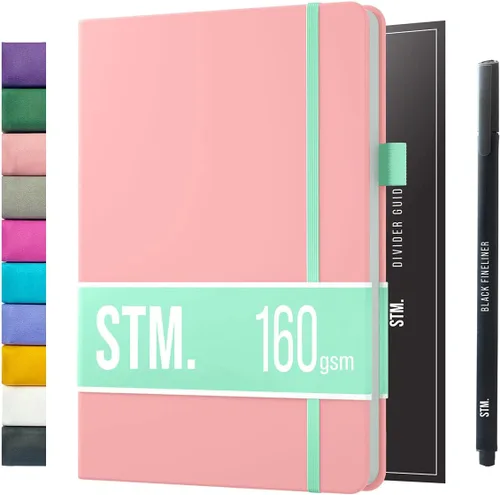 Vista 12 de Cuaderno de cuadrícula de puntos con viñetas Cuadernos diarios A5 para escritura personal, trabajo, mujeres papel grueso de 120gsm, tapa dura