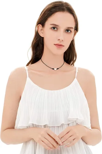 Vista 7 de TKUAMIGO Collar de concha de puka para mujer, gargantilla de perlas naturales, collar ajustable de conchas marinas, pulsera de concha de cauri