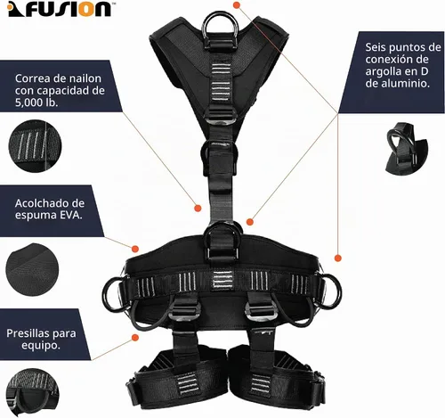 Vista 2 de Fusion Tac Rescue Arnés táctico de cuerpo completo Eva acolchado resistente ajustable con cremallera 23kn