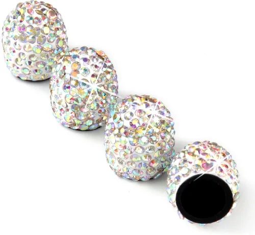 Vista 11 de Tapas de vástago de válvula de neumático Bling para automóvil, 4 piezas universales de tapas de vástago de válvulas de aire de neumáticos negras