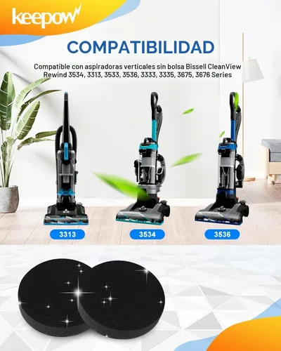 Vista 2 de KEEPOW Filtro de repuesto compatible con Bissell CleanView Rewind Upright