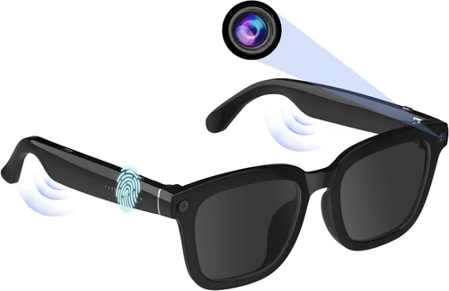 Vista 8 de Gafas inteligentes con IA con cámara HD de 80 MP, video de 1080P, Bluetooth/Wi-Fi, control de voz y reconocimiento de inteligencia artificial, gafas