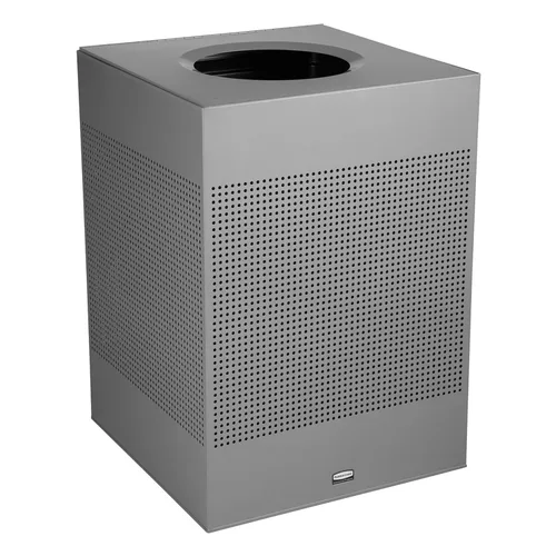 Vista 11 de Rubbermaid Commercial Products Silhouette Cubo de basura cuadrado con tapa abierta, 16 galones, plateado metálico, interior para oficinas/vestíbulos