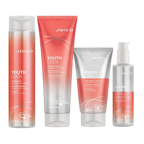 Vista 8 de Joico YouthLock Set formulado con colágeno Cuerpo juvenil y rebote Reduce la rotura y el encrespamiento Suaviza y desenreda el cabello