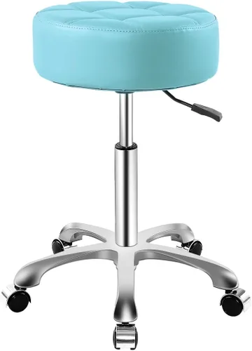 Vista 8 de Ainilaily Taburete con ruedas, cojín grueso resistente para esteticista, silla hidráulica para trabajo, médico, tatuaje, sala de oficina, (negro)