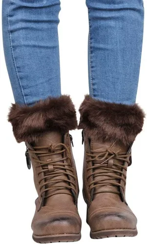 Vista 2 de Sprifloral Calentadores de piernas para mujer, de piel sintética, puños altos, botas y calcetines