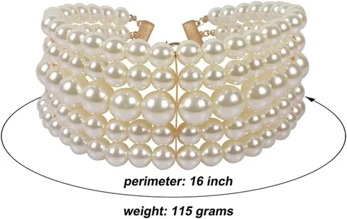 Vista 2 de Gargantilla de perlas de imitación de moda exagerada+gota colgante conjunto de joyas collar nupcial accesorios de vestir para regalos de mujer