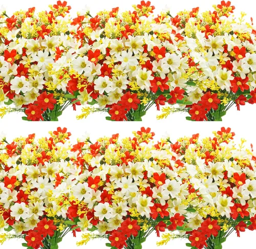 Vista 16 de Uieke 6 flores artificiales para exteriores, resistentes a los rayos UV, margaritas falsas para exteriores, no se decoloran, arbustos verdes