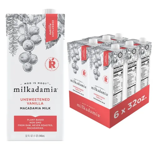 Vista 11 de Milkadamia Barista Leche de Macadamia, Excelente Fuente de Calcio, a Base de Plantas, Kosher, Sin Gluten y Sin OMG, 32 Onzas Líquidas (Paquete de 6)