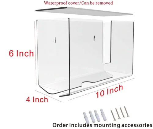 Vista 2 de Dispensador de toallas de papel acrílico Cq con tapa para montaje en pared, soporte de toallas de papel transparente para baño y cocina, apto