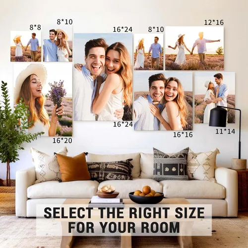Vista 9 de Impresiones en lienzo personalizadas con tus fotos, impresión personalizada de imagen a lienzo, arte de pared personalizado para dormitorio, sala