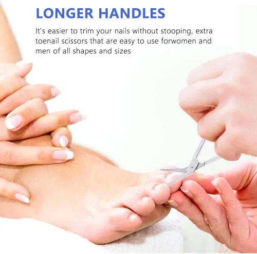 Vista 2 de Toenail Scissors,Long Handled Toenail Scissors Clippers For Thick Toe Nails Handle Unique Design Ergonomic Cuticle Scissor Ingrown Toenail File