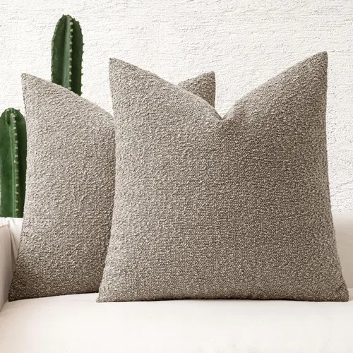 Vista 19 de MIULEE - Fundas de almohada decorativas para sofá lumbar de 16 x 16 pulgadas, color beige Set of 2 Textured Neutral Throw Pillow Covers, Accent