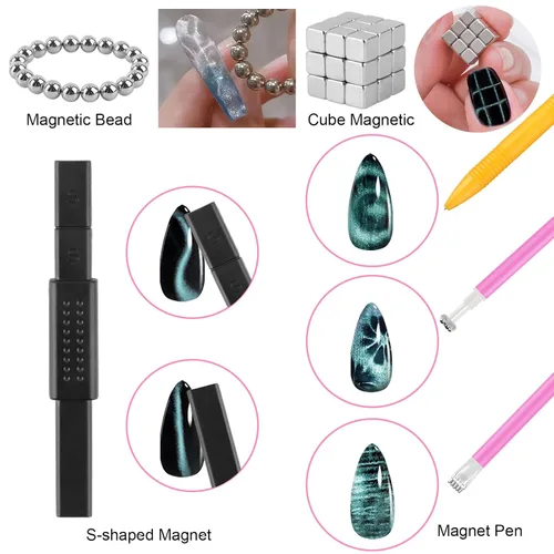 Vista 4 de TOROKOM 54 piezas magnéticas de ojo de gato para uñas, 54 piezas 3 en 1, esmalte de uñas de gel de ojo de gato, potente juego de imanes de uñas
