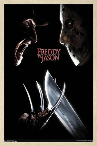 Vista 7 de Trends International Freddy vs. Jason - Póster de pared de una hoja, 14.725 x 22.375 pulgadas, versión enmarcada de madera de granero