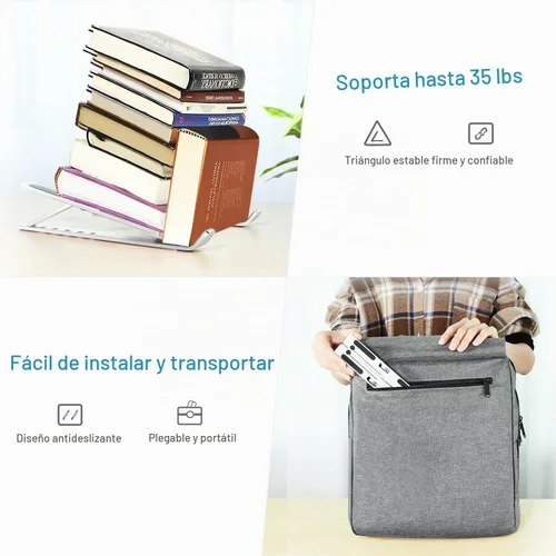 Vista 6 de ivoler Soporte para laptop, soporte elevador para laptop, soporte para tableta de computadora, 6 ángulos ajustables, de aluminio, ergonómico