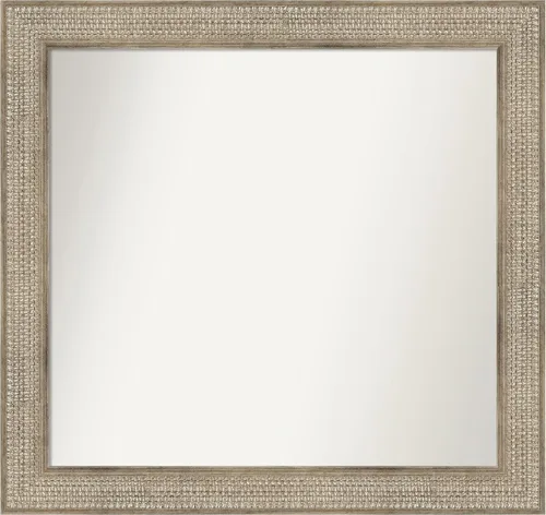 Vista 393 de Amanti Art Espejo de baño plateado para sobre fregadero, 26 x 26 pulgadas, espejo cuadrado de níquel pulido, marco de madera tradicional mediano, se