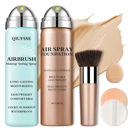 Vista 12 de Air Brush - Base de maquillaje y spray de fijación de maquillaje para cara, hidrata e hidrata, cobertura mate para piel grasa, maquillaje