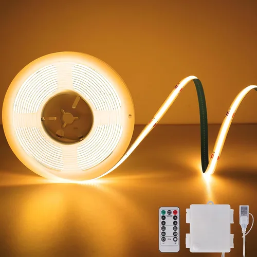 Vista 17 de OMIKA Tira de luces LED COB RGB de 6.6 pies, funciona con pilas, control remoto, regulable, cambio de color, tira de luces LED de batería, cortables