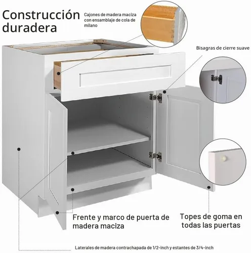 Vista 6 de Design House Brookings - Mueble base de cocina, 9 pulgadas, color blanco