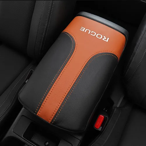 Vista 7 de Funda para reposabrazos de consola central de automóvil para Nissan Rogue 2014-2020, de cuero, antiarañazos, protector de tapa de caja central Cuero