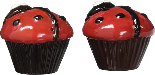 Vista 2 de Appletree Design Ladybug Cupcake - Juego de sal y pimienta, 2-3/8 pulgadas