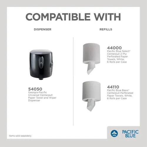 Vista 6 de Pacific Blue Basic Centerpull - Toallas de papel perforadas de 1 capa de GP PRO (Georgia-Pacific), color blanco, 44110, 1000 hojas por rollo, 6