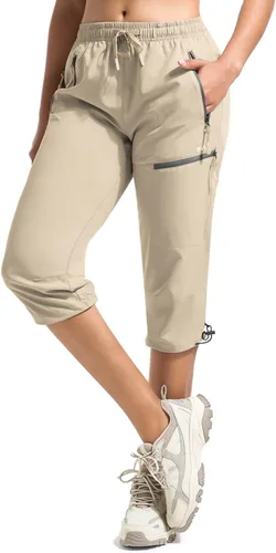 Vista 25 de BVVU Pantalones cargo capri de senderismo para mujer, ligeros, de secado rápido, pantalones deportivos impermeables para exteriores, pantalones