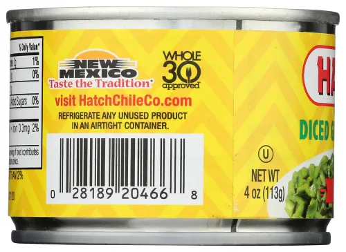 Vista 3 de Hatch Chiles verdes cortados en cubitos 4oz CALIENTE (CANTIDAD 3)