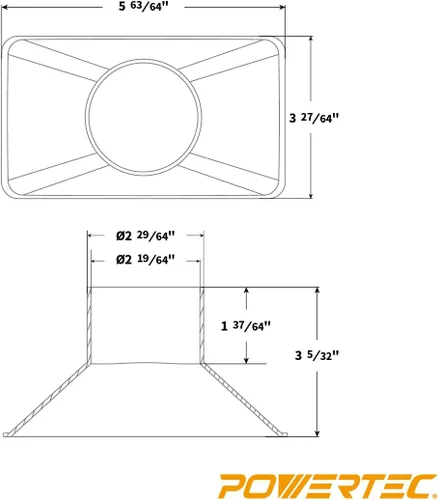 Vista 4 de POWERTEC 70204 Boquilla rectangular para capó recogida de polvo para accesorios de manguera de recolección de polvo de 2-1/2