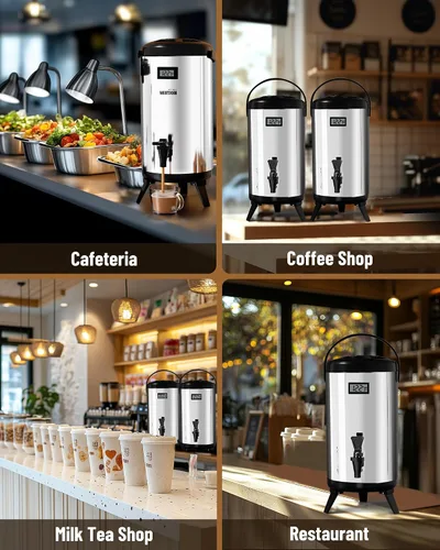 Vista 8 de WantJoin Paquete de 2 dispensadores de bebidas aislados, 75 tazas, urna de agua caliente y fría para catering, dispensador de bebidas calientes