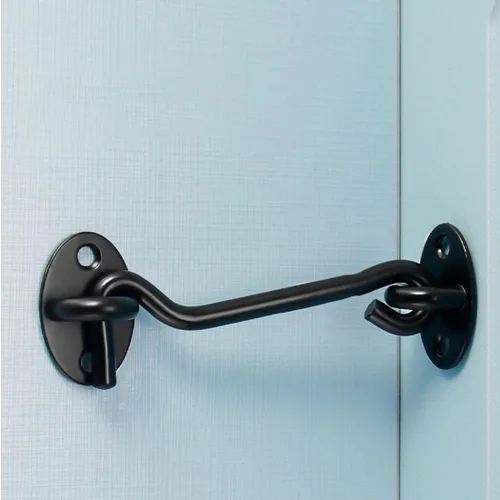 Vista 6 de Cerradura de puerta de granero, gancho de acero de 3 pulgadas y pestillo para puerta, color negro