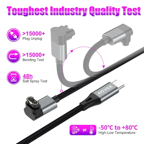Vista 6 de AGVEE Cargador corto de 1.5 pies para Garmin Watch USB C, cable de carga en forma de L para Fenix, Forerunner, Vivoactive, Instinct, Venu, Tactix