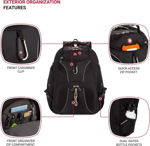 Vista 3 de SwissGear Mochila para laptop 1923 ScanSmart TSA, se adapta a la mayoría de portátiles y tabletas de 17 pulgadas