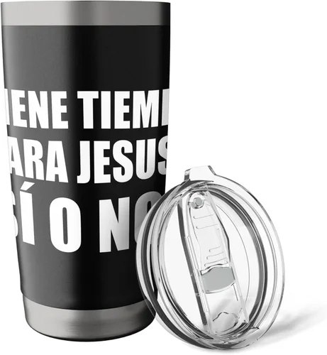 Vista 5 de ¿Tiene Tiempo Para Jesus? Sí o NO! Vaso aislado de acero inoxidable Negro