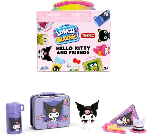 Vista 6 de Jada Lunch Buddies – Lonchera térmica coleccionable con botella de termo, figura y accesorios de comida – Juguete Sanrio de 2 pulgadas – Hello Kitty