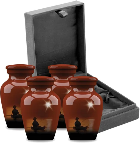 Vista 11 de Forever URNS - Urna funeraria de cremación para adultos con tema clásico de hombre de pesca para cenizas humanas de mujeres y hombres, 320 pulgadas