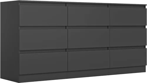 Vista 23 de Vibe & Dine Cómoda Doble de 8 Cajones, Cómoda Moderna con Almacenamiento Amplio para Closet, Dormitorio, Sala de Estar, Negro