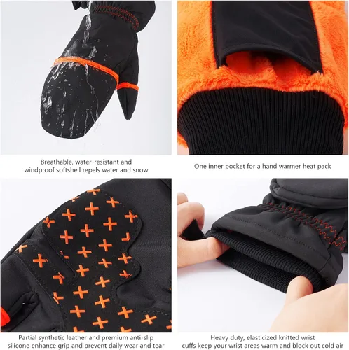 Vista 5 de BASSDASH WinteFlex Guantes de pesca en hielo aislantes con protección contra el frío, sin dedos, resistentes al agua para hombres y mujeres