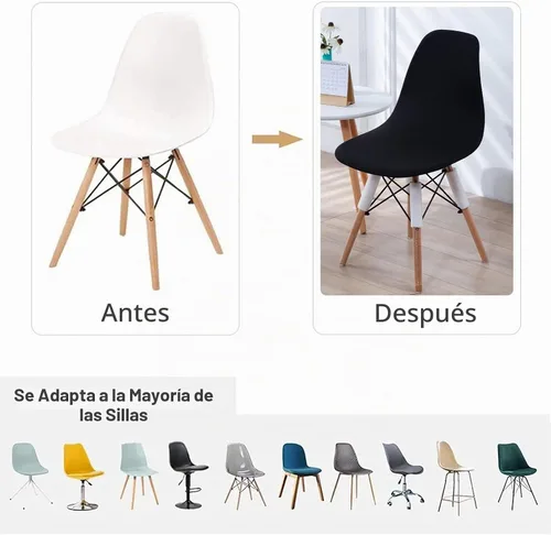 Vista 5 de HAOYONG Fundas para silla de comedor modernas de mediados de siglo, funda estampada para silla sin brazos, fundas elásticas para cocina, oficina