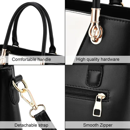 Vista 5 de Bolsos de mano de piel sintética para mujer bolsos de hombro con asa superior